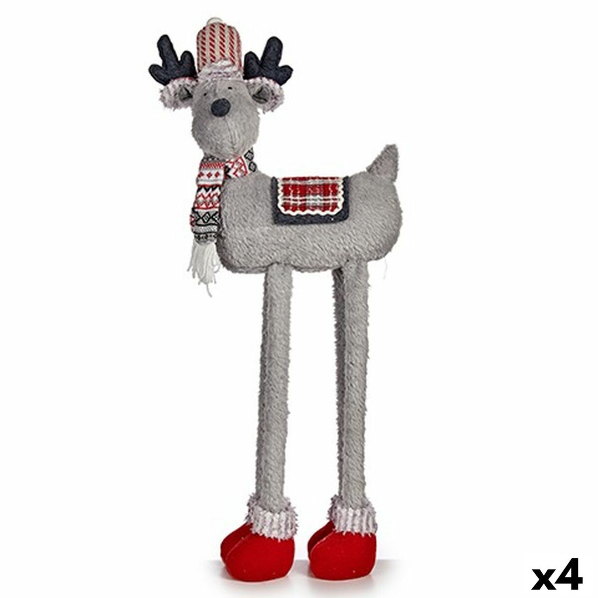 4899888654094 - Decorative Figure Christmas Reindeer Red Grey 23 x 55 x 49 cm (4 Units)