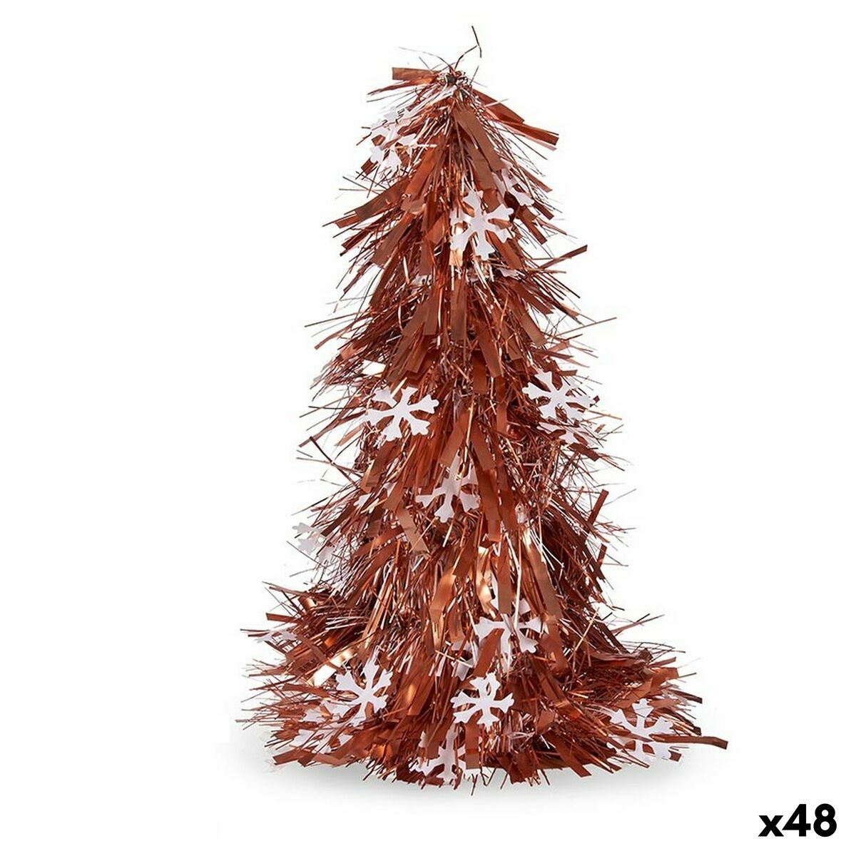 4899888654179 - Deko-Figur Weihnachtsbaum Lametta Weiß Kupfer Polypropylen PET 20 x 30 x 20 cm (48 Stück)