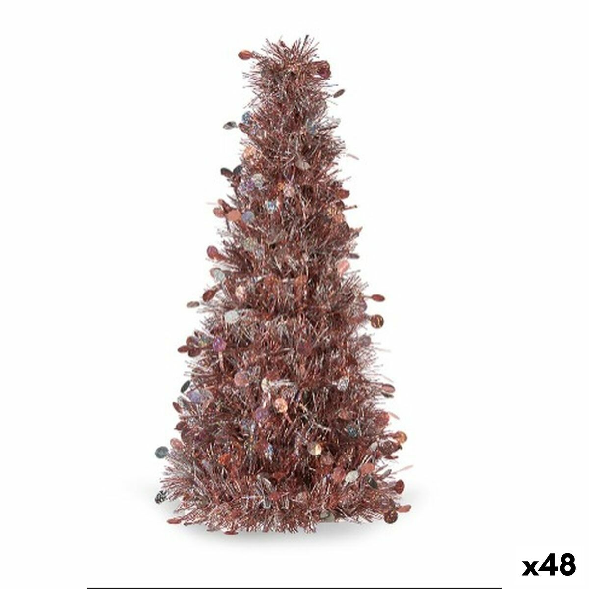 4899888654193 - Dekorative Figur Weihnachtsbaum -Lamettel weiß rosa Polypropylen Haustier 18 x 31 x 18 cm (48 Einheiten)