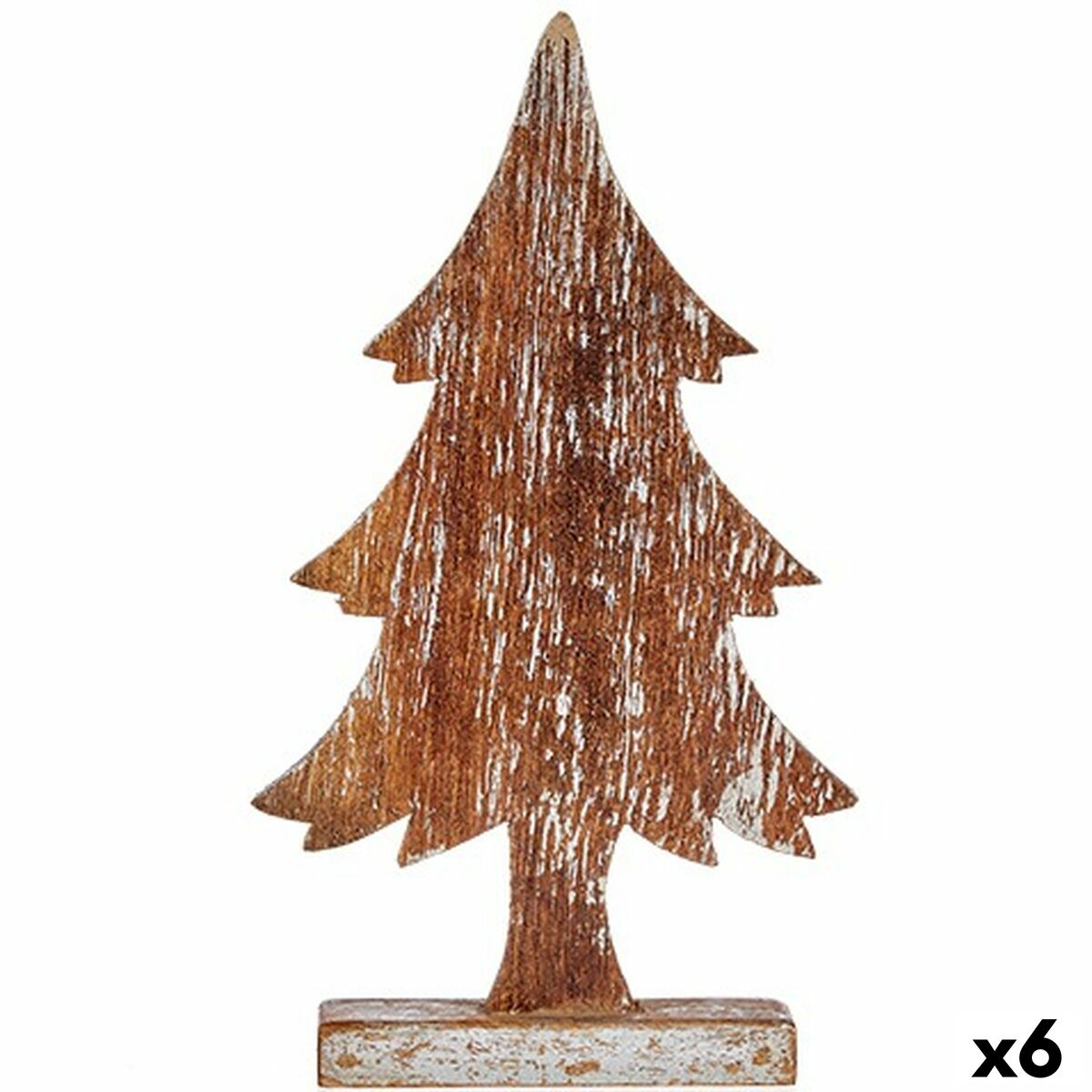 4899888654322 - Dekorative Figur Weihnachtsbaum Silberholz 5 x 39 x 21 cm (6 Einheiten)