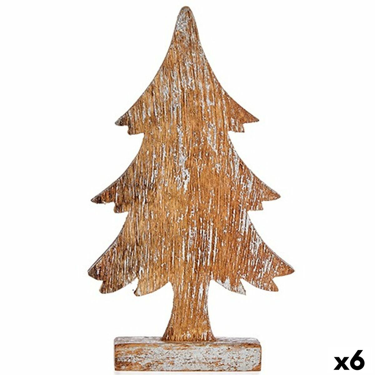 4899888654339 - Deko-Figur Weihnachtsbaum Silberfarben Holz 5 x 31 x 15 cm (6 Stück)