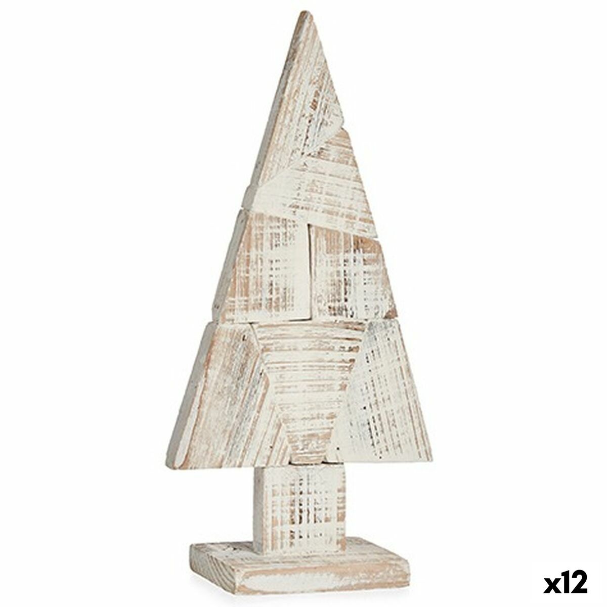 4899888654353 - Decorative Figure Christmas Tree White Natural Wood 9 x 415 x 20 cm (12 Units)