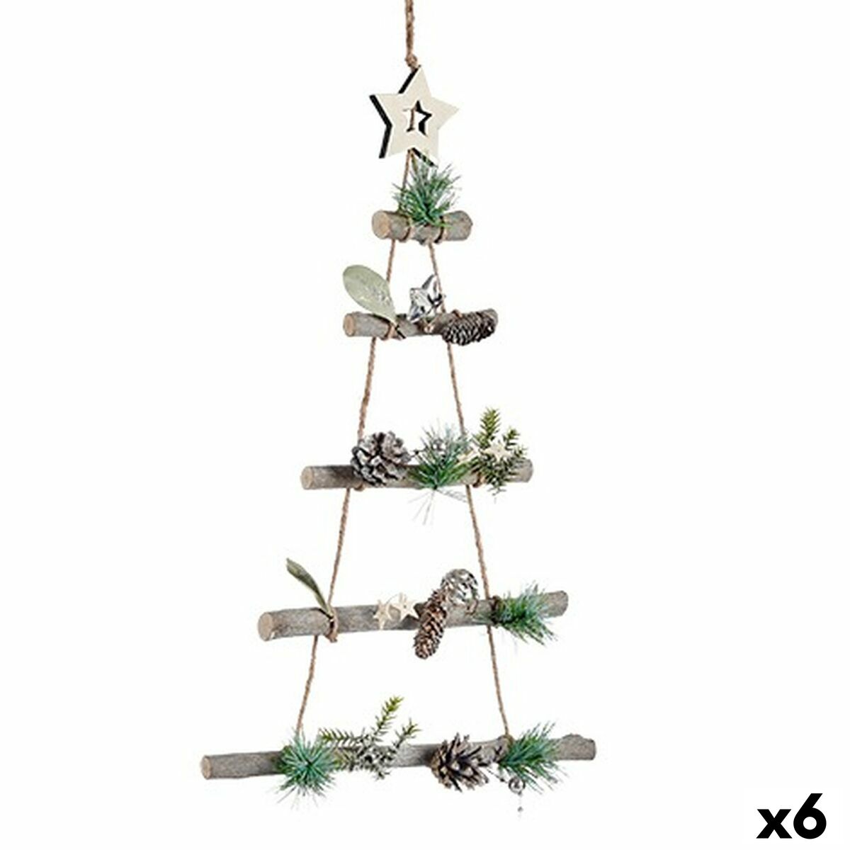 4899888654414 - Weihnachtsschmuck Weihnachtsbaum Braun Silberfarben Holz Kunststoff 34 x 5 x 65 cm (6 Stück) 4899888654414 - Weihnachtsschmuck Weihnachtsbaum Braun Silberfarben Holz Kunststoff 34 x 5 x 65 cm (6 Stück)