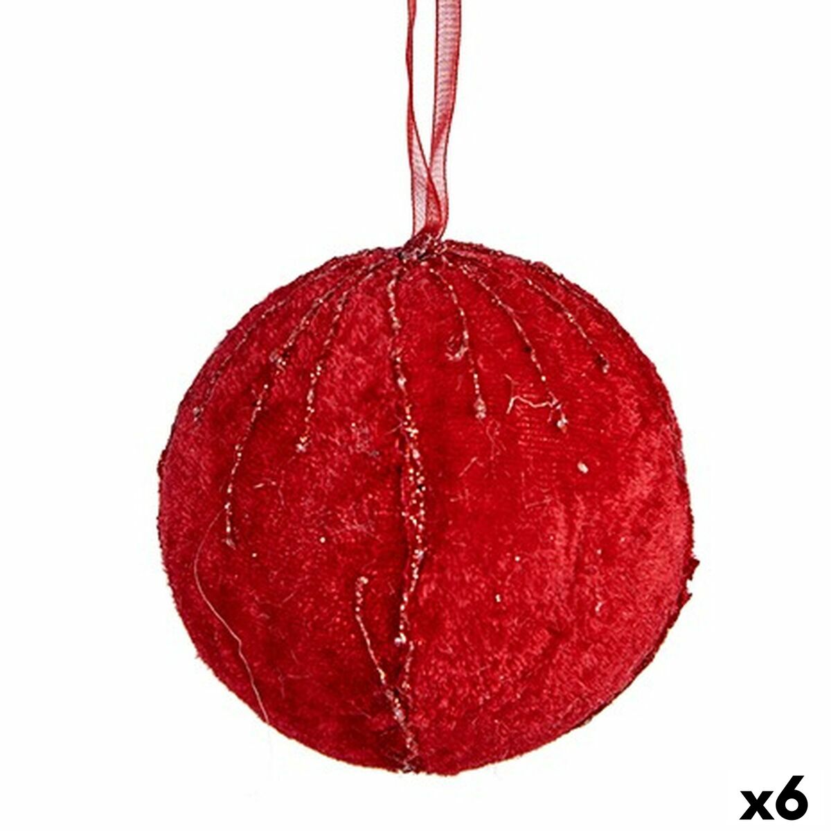 4899888654650 - Set of Christmas balls Polyester Red 8 x 8 x 8 cm (6 Units)