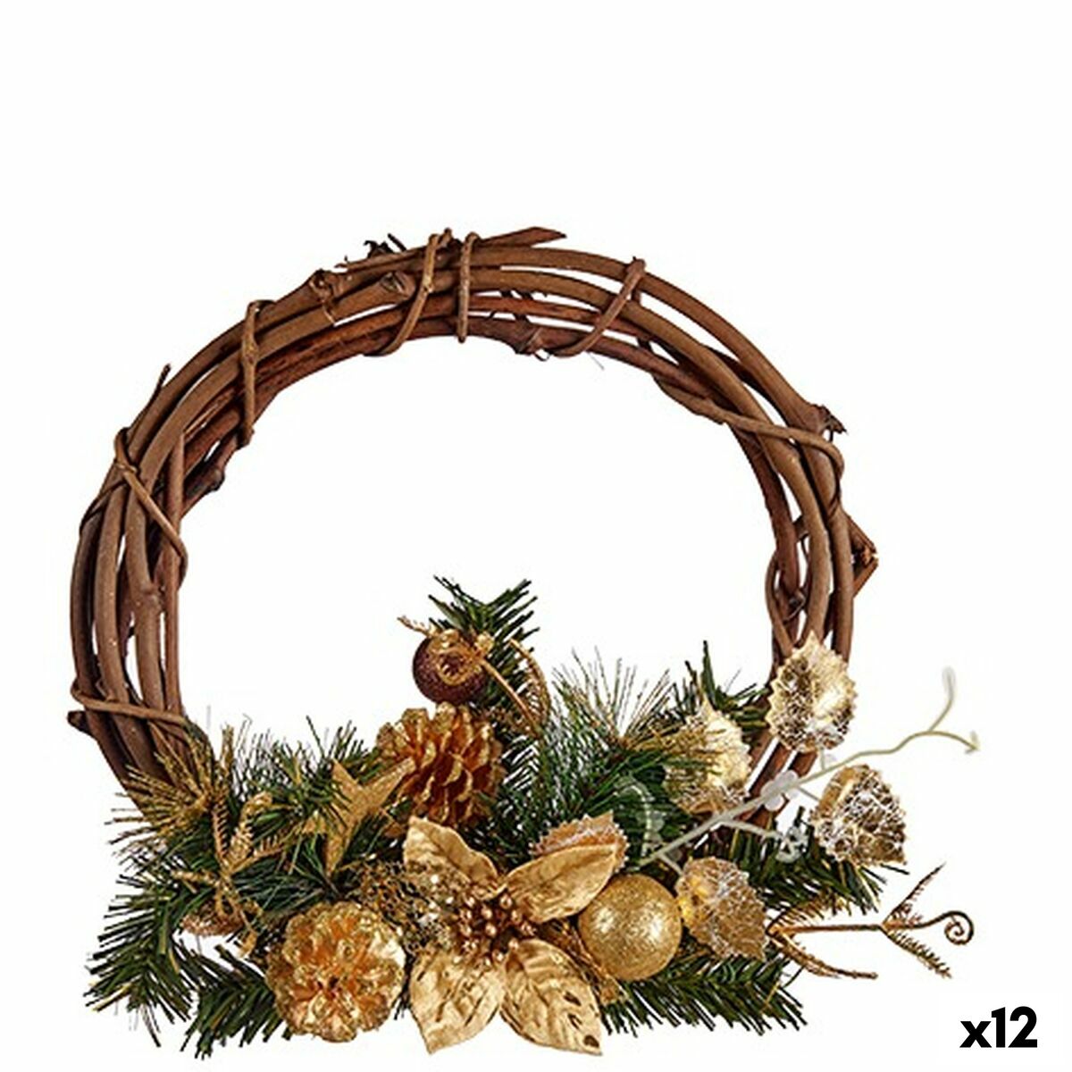 4899888654919 - Weihnachtskranz Braun grün Holz Kunststoff 33 x 9 x 35 cm (12 Stück)