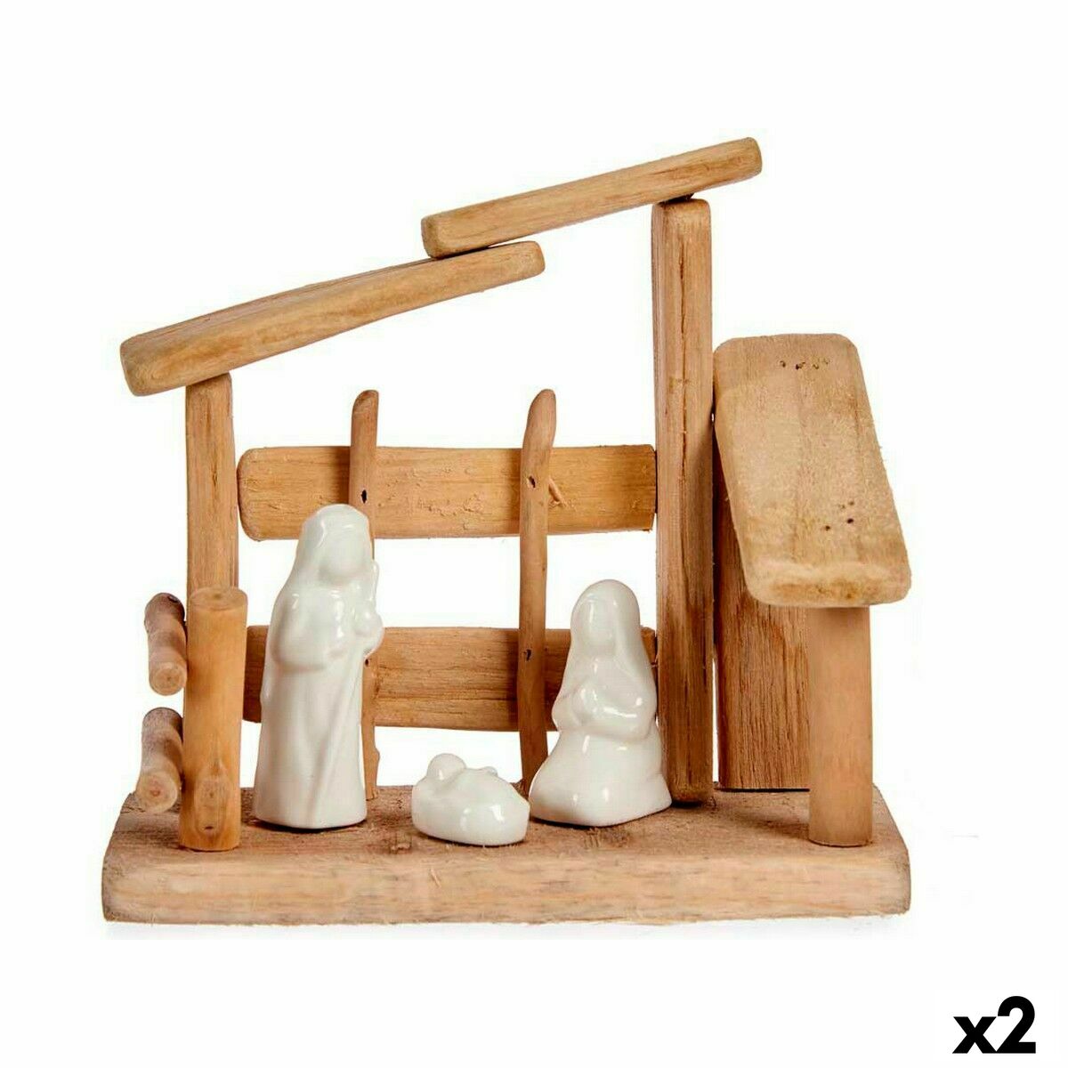 4899888654971 - Weihnachtskrippe Weiß natürlich Holz aus Keramik 18 x 17 x 8 cm (2 Stück) 4899888654971 - Weihnachtskrippe Weiß natürlich Holz aus Keramik 18 x 17 x 8 cm (2 Stück)