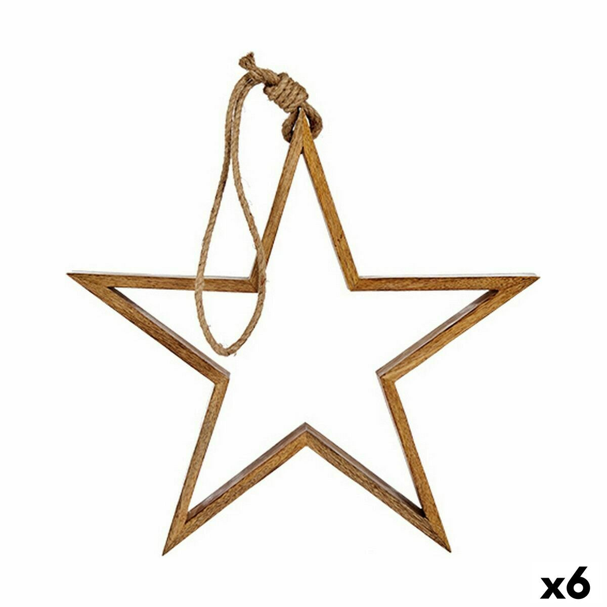 4899888655121 - Weihnachtsschmuck Stern Braun Jute Holz 415 x 7 x 78 cm (6 Stück)