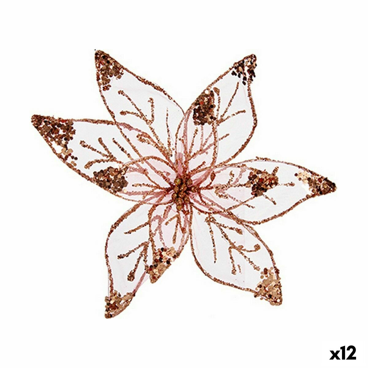 4899888655206 - Dekorative Blume Gold Rosa Kunststoff 25 x 25 x 7 cm (12 Stück)