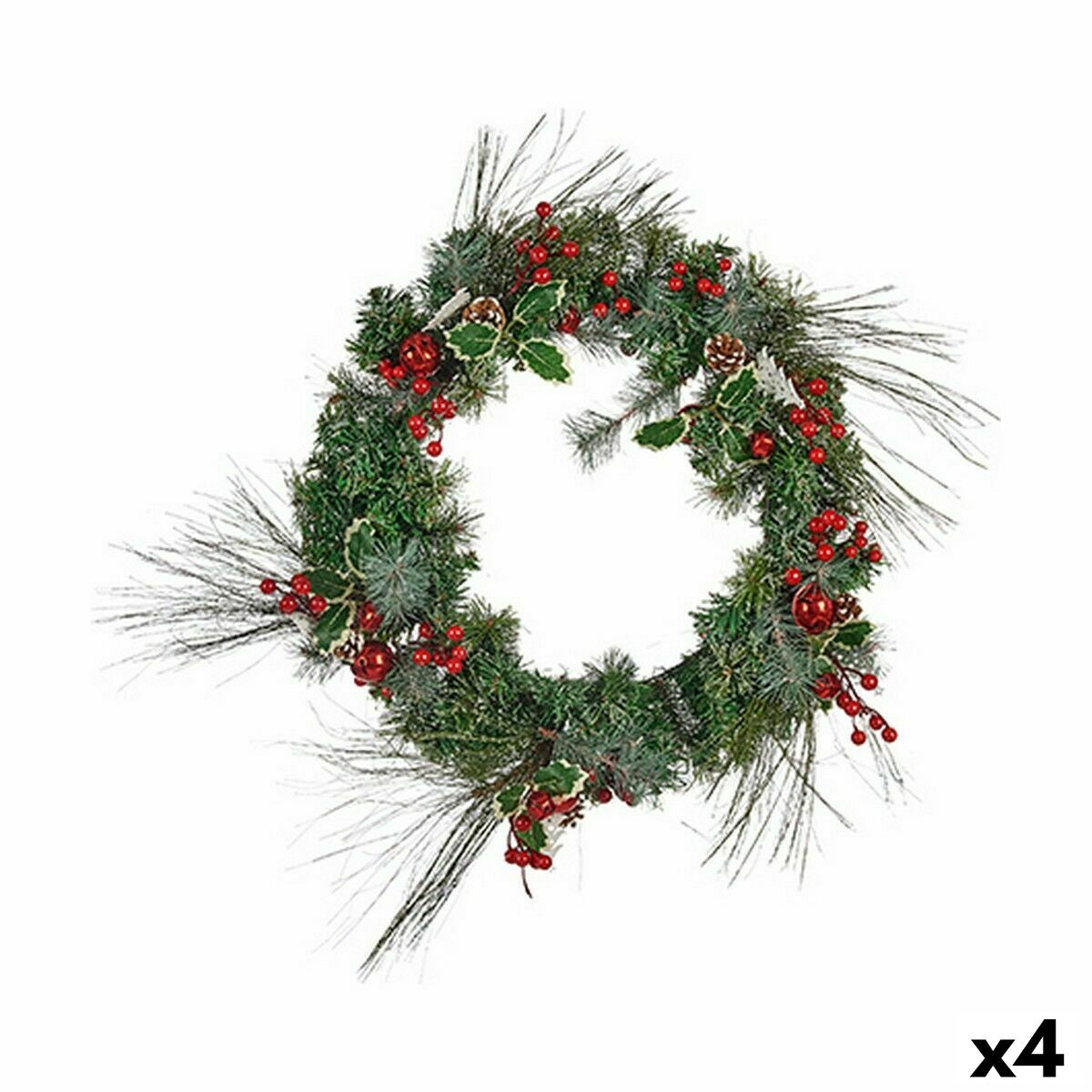 4899888655558 - Weihnachtskranz Rote Früchte Rot grün Kunststoff 44 x 18 x 44 cm (4 Stück)