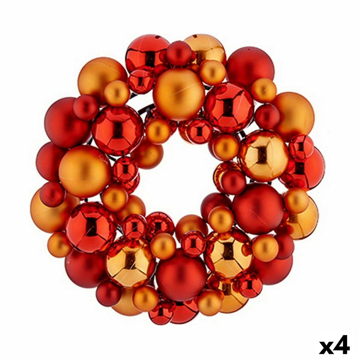 4899888655565 - Weihnachtskranz Bälle Rot Orange PVC 35 x 10 x 35 cm (4 Stück)