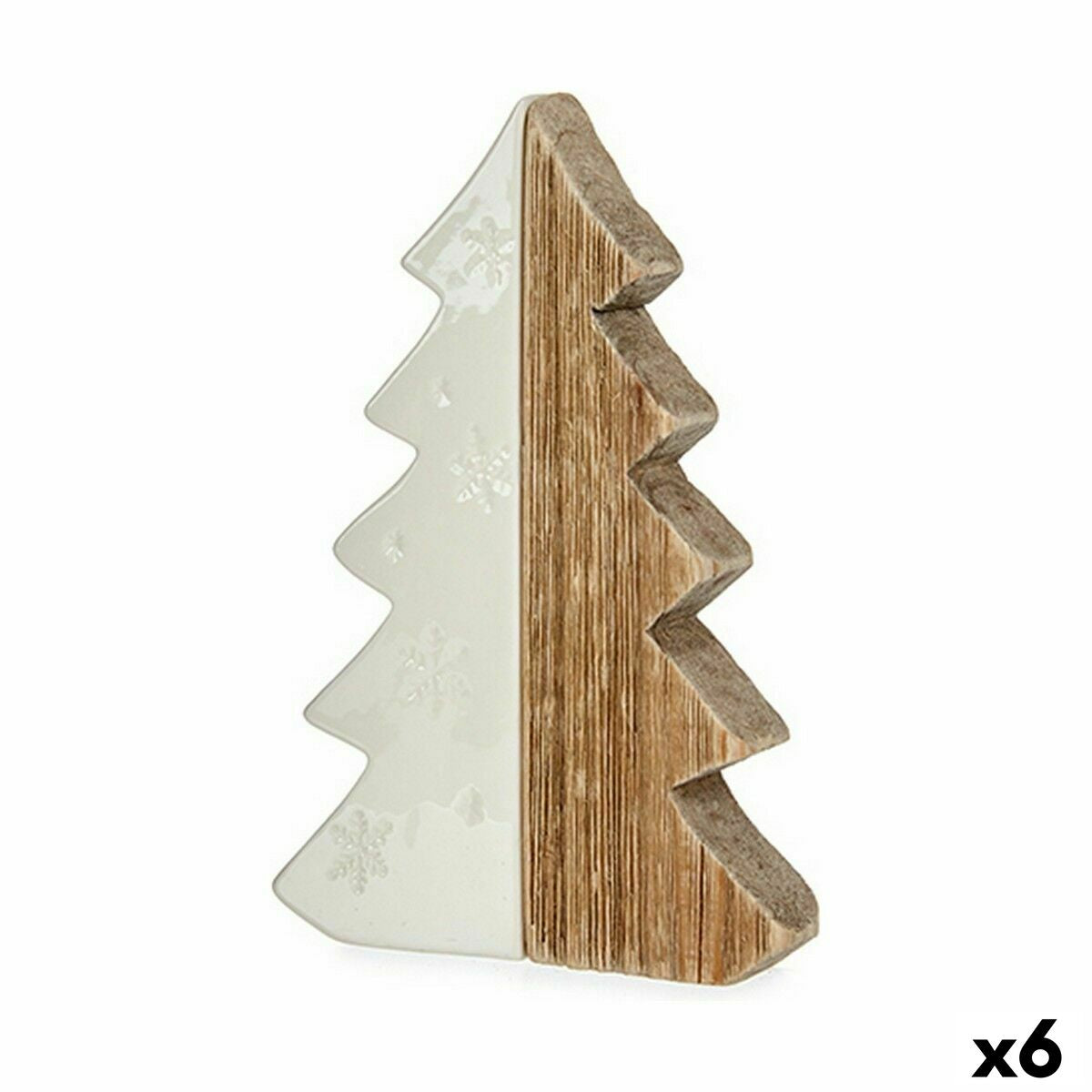 4899888655749 - Deko-Figur Weihnachtsbaum Weiß natürlich Holz aus Keramik 3 x 21 x 14 cm (6 Stück)