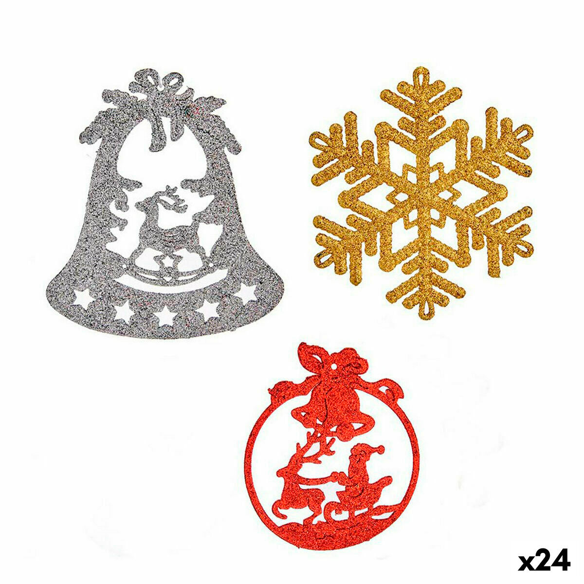 4899888655886 - Weihnachtsdekoration Set 00507 Rot Gold Silberfarben Kunststoff (24 Stück)