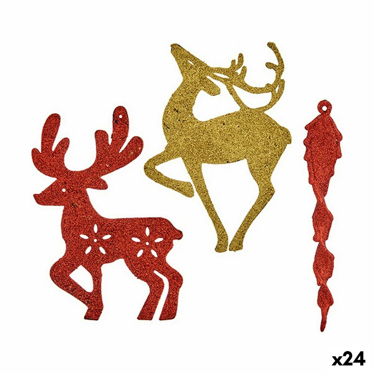 4899888655916 - Weihnachtsdekoration Set 00510 Rot Gold Kunststoff 145 x 145 x 2 cm (24 Stück)