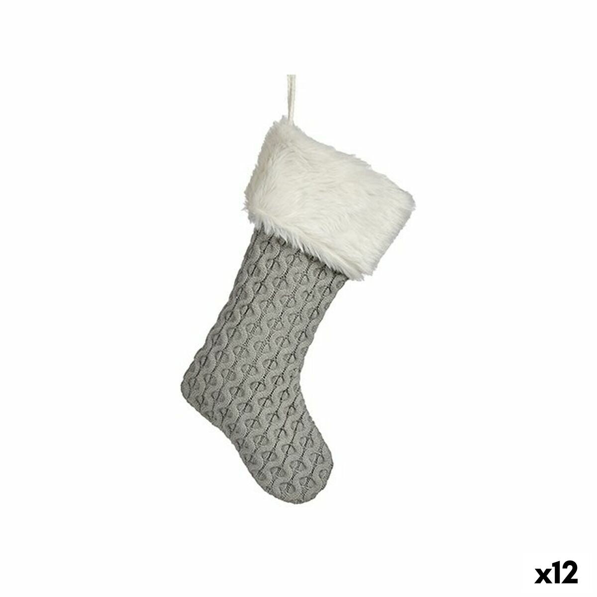 4899888656586 - Weihnachtsschmuck Weihnachtsstrumpf Grau Stoff 28 x 4 x 46 cm (12 Stück)