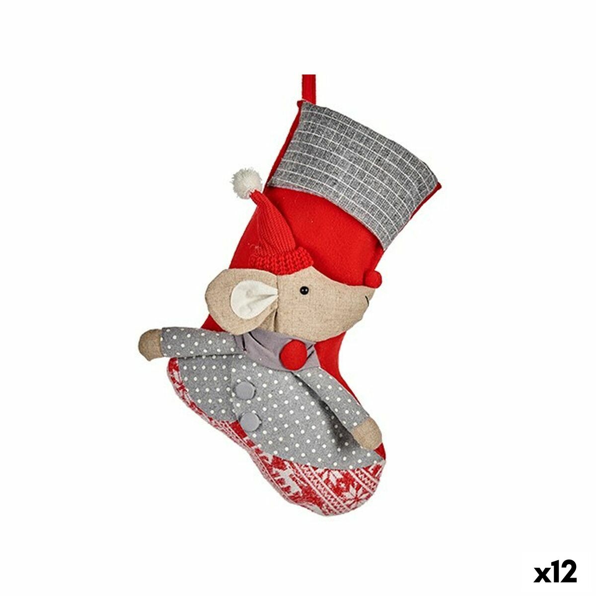 4899888656937 - Weihnachtsschmuck Weihnachtsstrumpf Mouse Rot 33 x 4 x 50 cm (12 Stück)