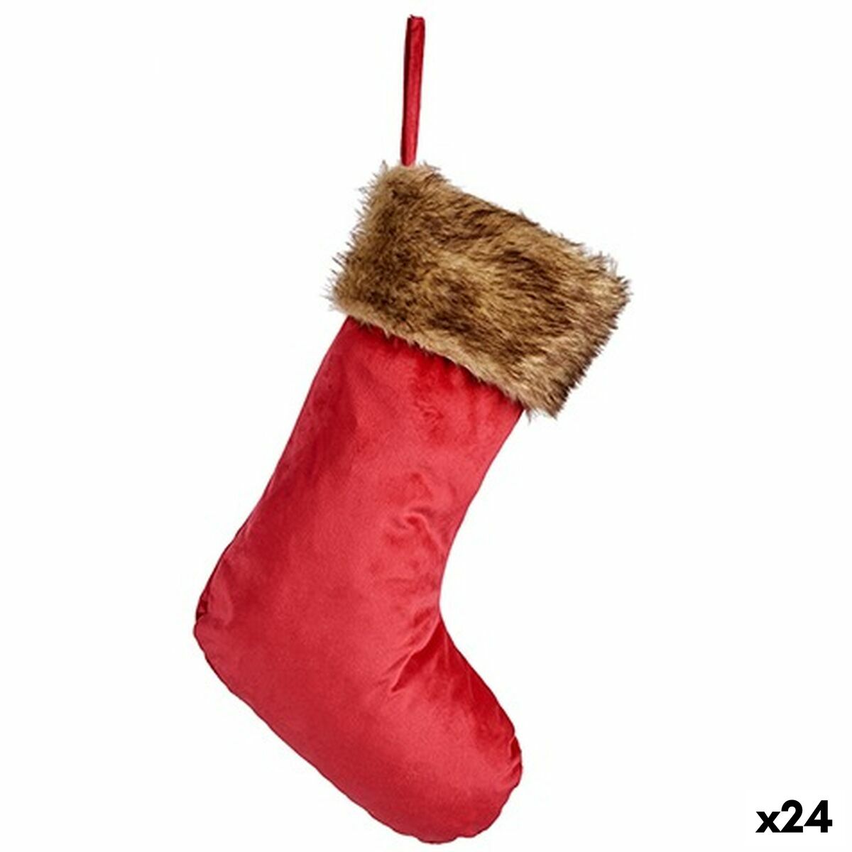 4899888657217 - Christmas bauble Christmas Stocking Velvet Red 27 x 3 x 46 cm (24 Units)