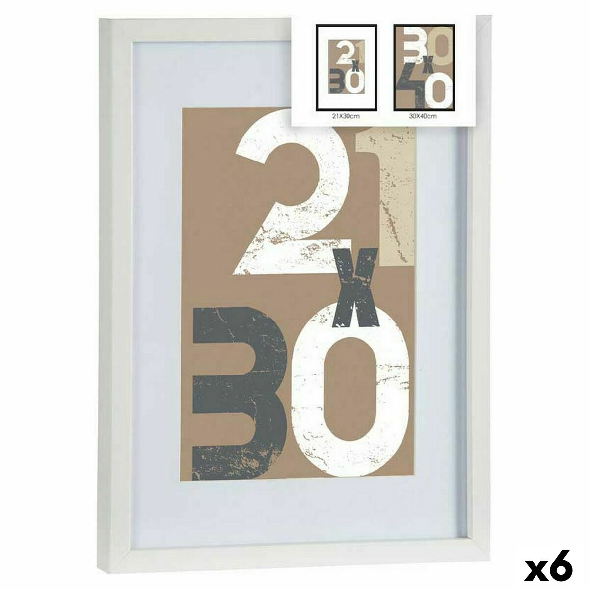 4899888660477 - Bilderrahmen für die Wand Weiß Glas Holz MDF 325 x 25 x 425 cm (6 Stück)