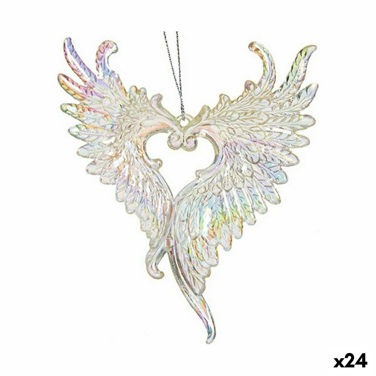 4899888660972 - Weihnachtsschmuck Engelsflügel Perlmutt Kunststoff Glitzernd 12 x 13 x 25 cm (24 Stück)