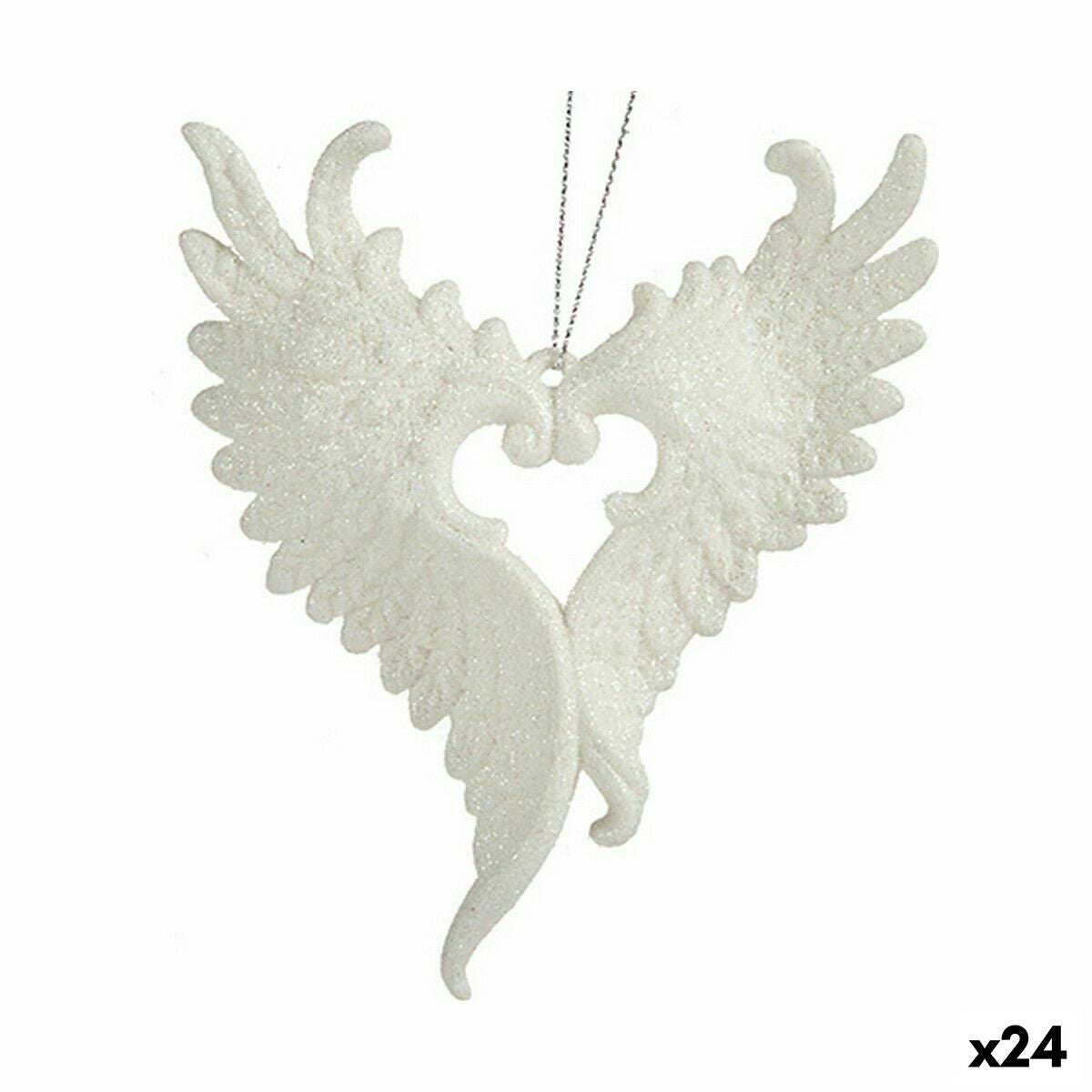 4899888660989 - Weihnachtsschmuck Engelsflügel Weiß Kunststoff Glitzernd 12 x 13 x 25 cm (24 Stück)