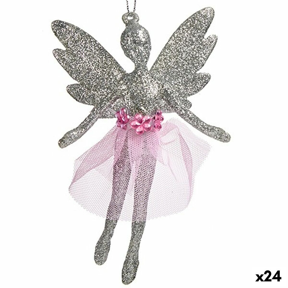 4899888661207 - Weihnachtsschmuck Fee Silberfarben Kunststoff Glitzernd 8 x 12 x 5 cm (24 Stück)