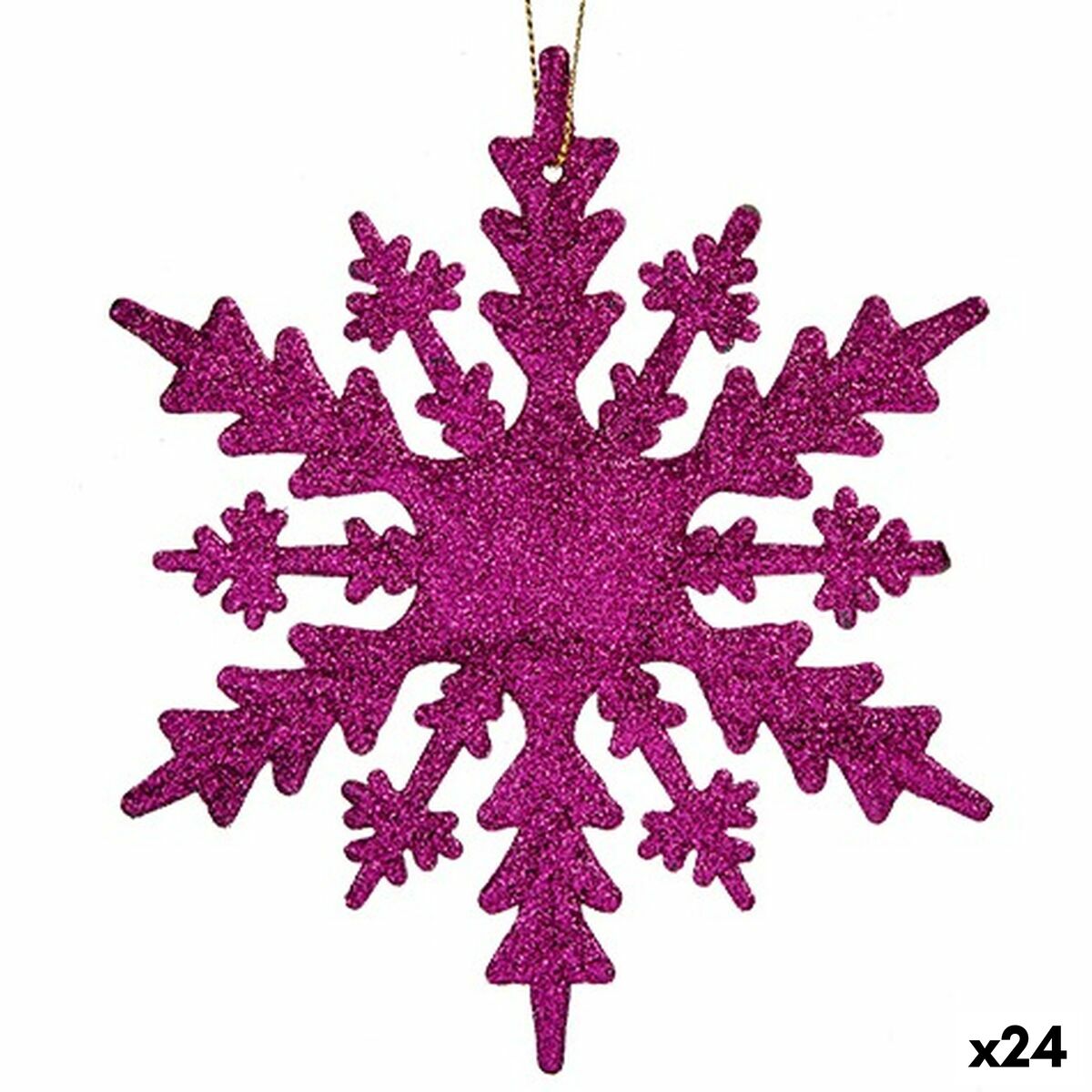 4899888661214 - Weihnachtsschmuck Schneeflocken Pink Kunststoff Glitzernd 15 x 15 x 02 cm (24 Stück)