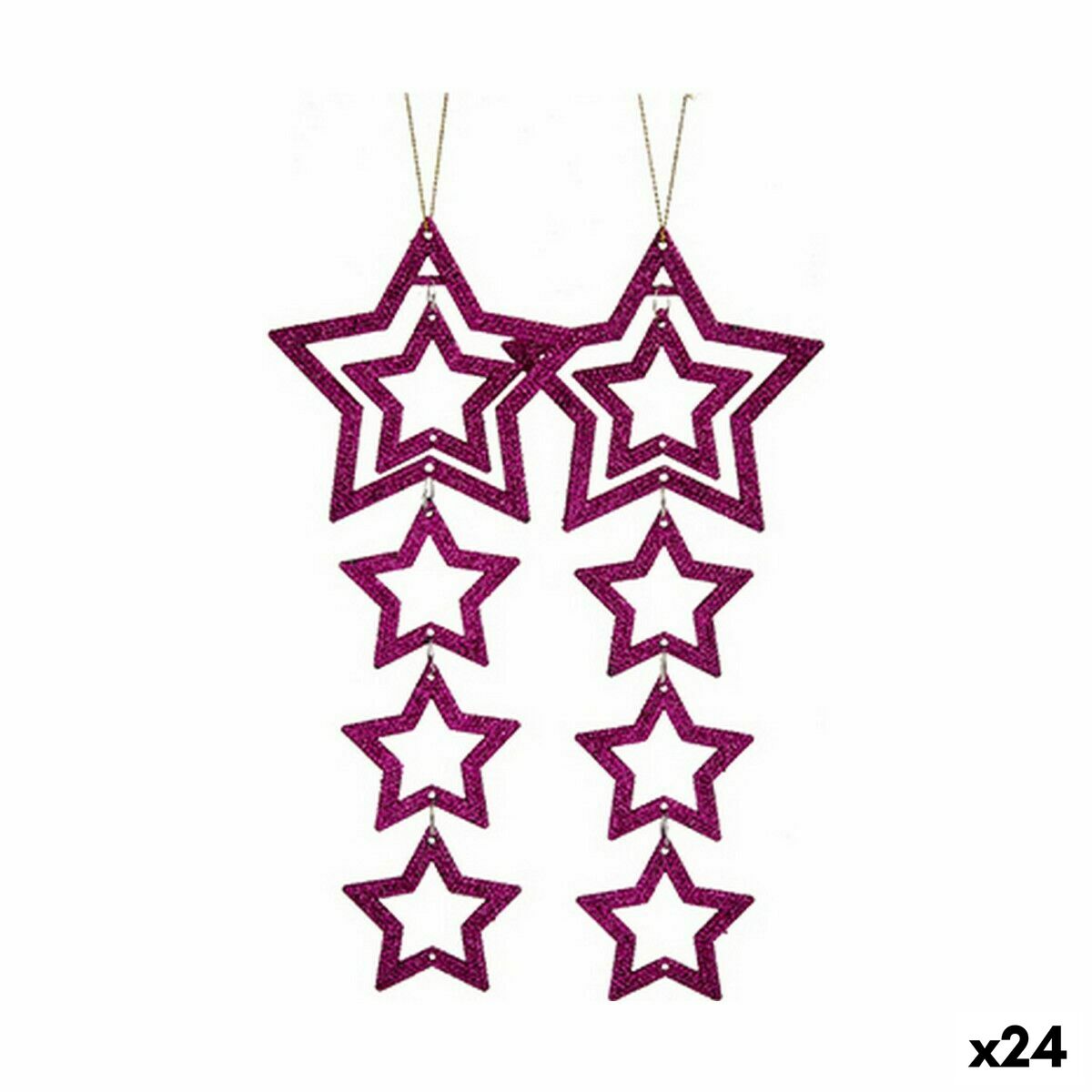 4899888661641 - Weihnachtsdekoration Set Star Fuchsia 19 x 02 x 23 cm (24 Einheiten)