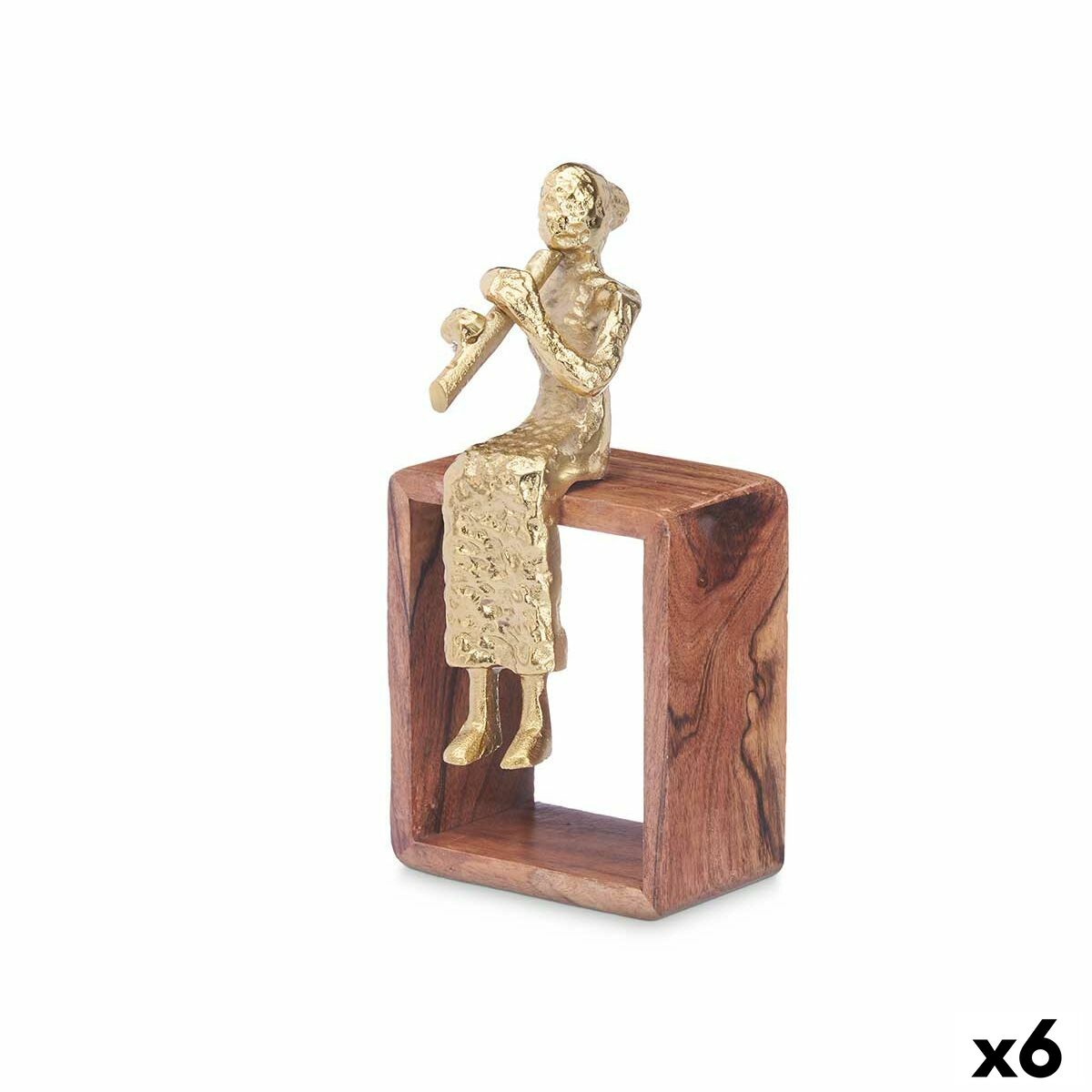 4899888662020 - Deko-Figur Süße Flöte Braun Holz Metall 13 x 27 x 13 cm