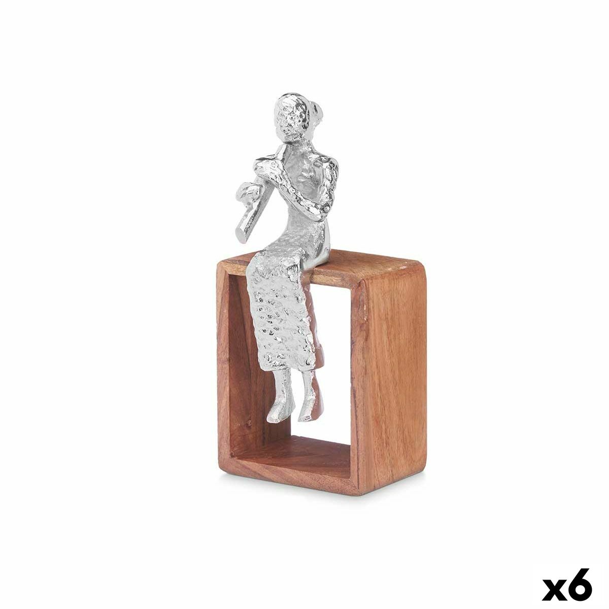 4899888662051 - Deko-Figur Süße Flöte Silberfarben Holz Metall 13 x 27 x 13 cm