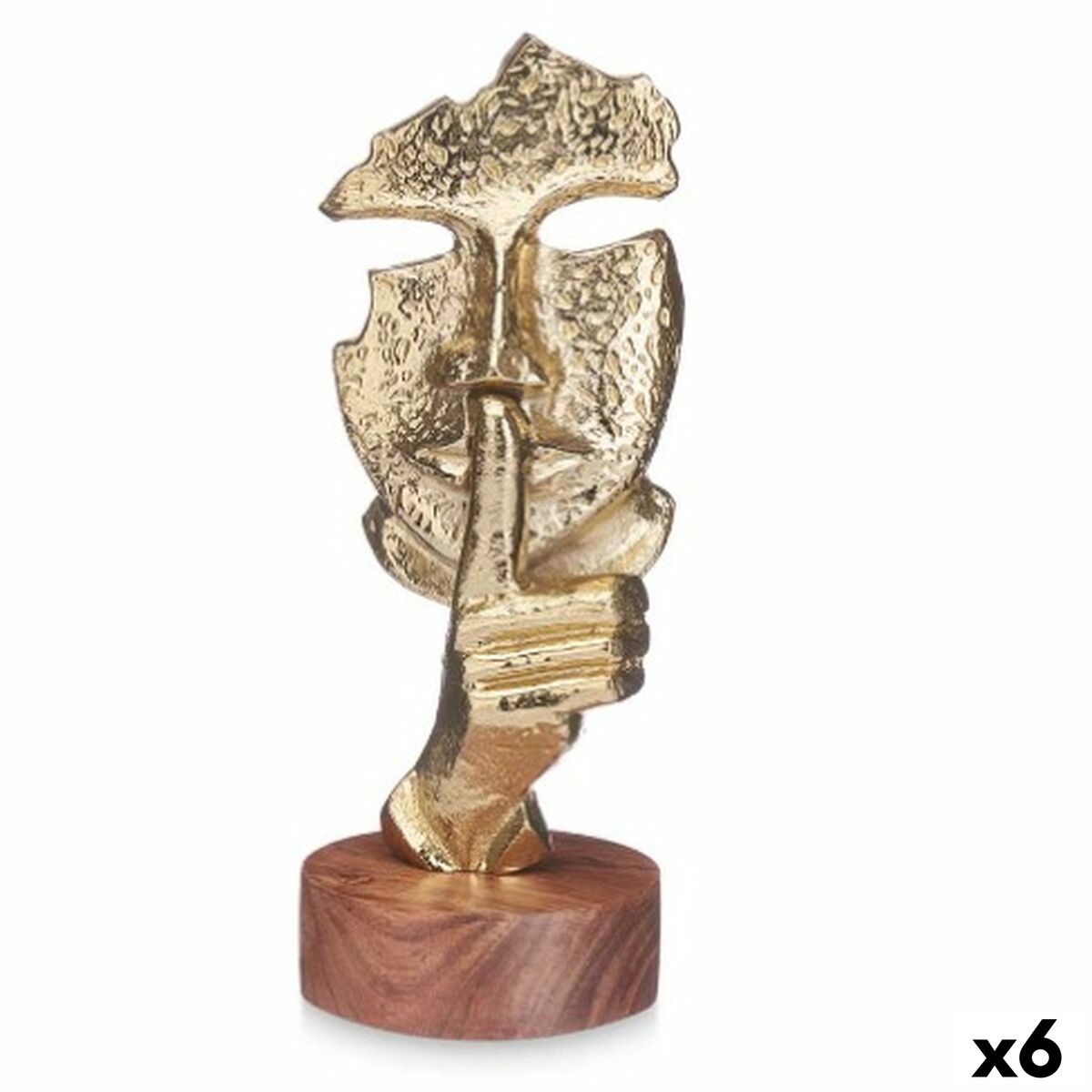 4899888662099 - Deko-Figur Gesicht Gold Holz Metall 12 x 29 x 11 cm