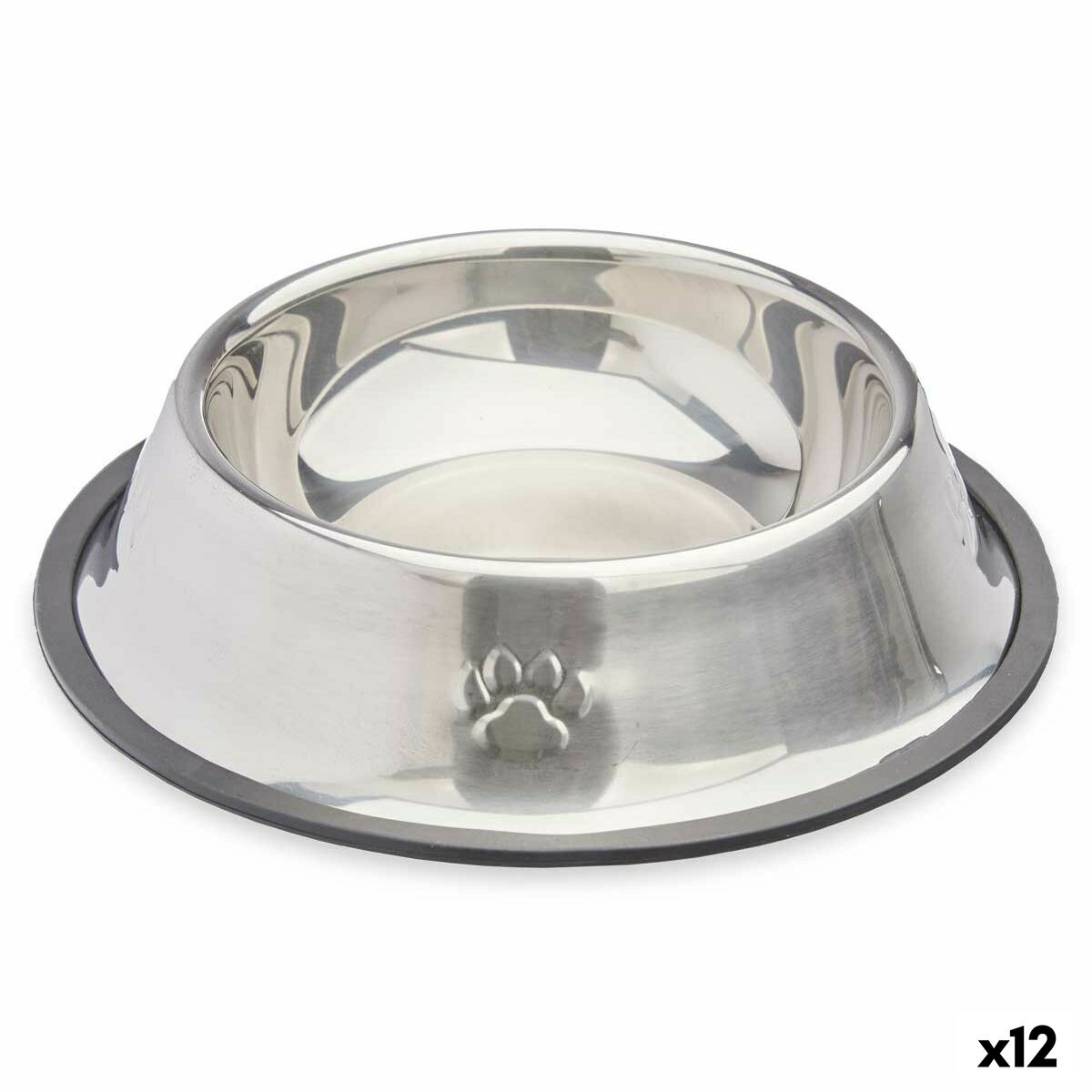 4899888662594 - Futternapf für Hunde 310 Grau Silberfarben Gummi Metall 22 x 6 x 22 cm (12 Stück)