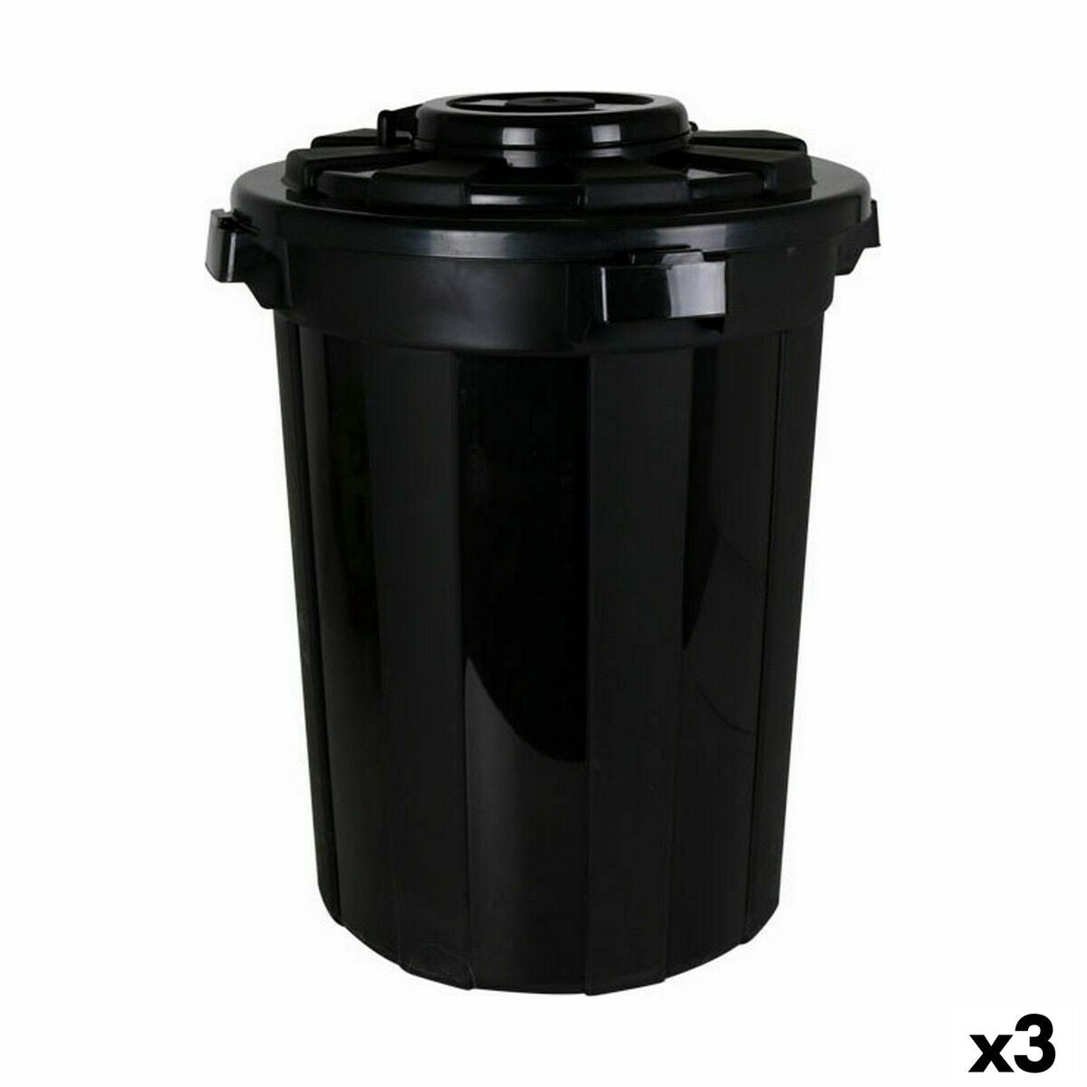 4899888687726 - Abfalleimer Hop Schwarz 70 L (3 Stück)