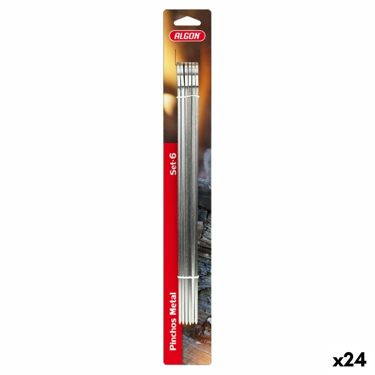 4899888713326 - Grillspieß-Set Metall 6-teilig (24 Stück) (33 cm x 4 mm)