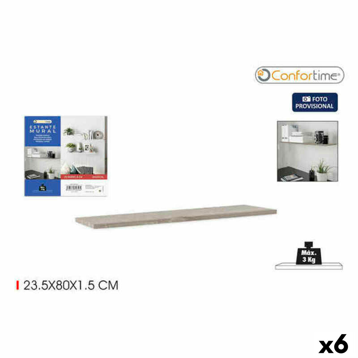 4899888718000 - Regale Mural Holz MDF Schwimmend 6 Stück 235 x 80 x 15 cm 4899888718000 - Regale Mural Holz MDF Schwimmend 6 Stück 235 x 80 x 15 cm