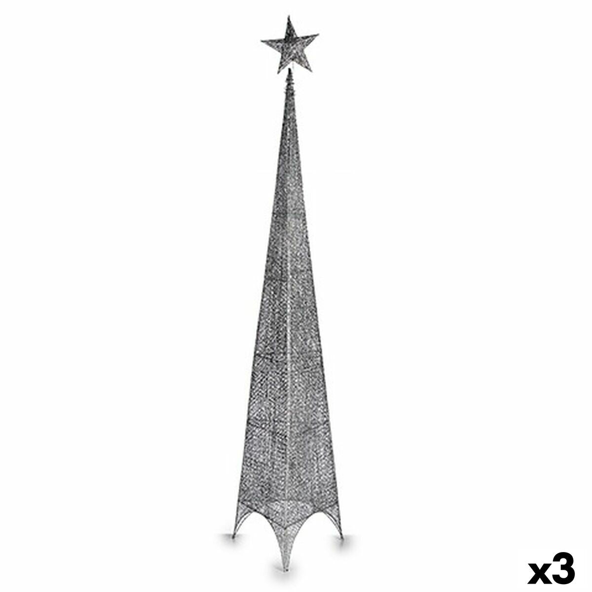 4899888719670 - Weihnachtsbaum Stern Turm Silberfarben Metall Kunststoff 42 x 218 x 42 cm (3 Stück)