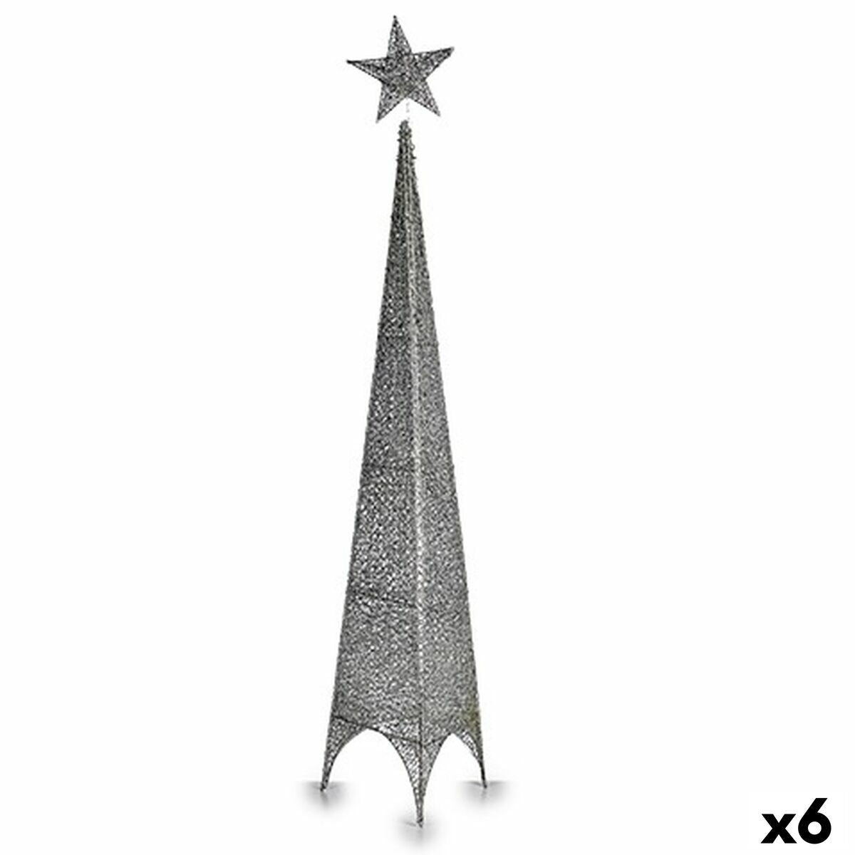 4899888721185 - Weihnachtsbaum Turm Stern Silberfarben Metall Kunststoff 28 x 127 x 28 cm (6 Stück)