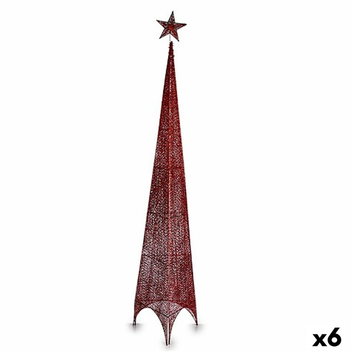 4899888721208 - Weihnachtsbaum Turm Stern Rot Metall Kunststoff 34 x 154 x 34 cm (6 Stück)