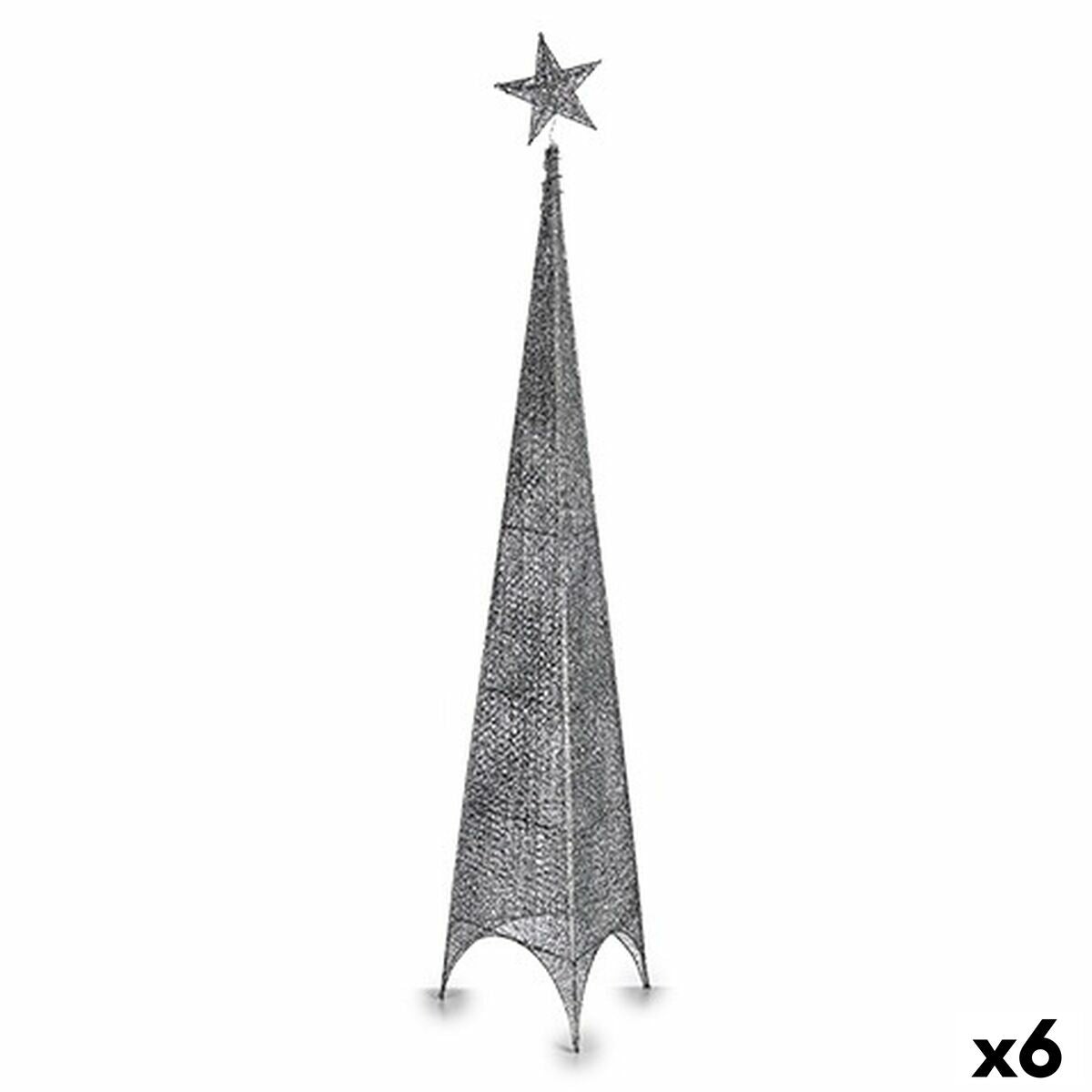 4899888721215 - Weihnachtsbaum Turm Stern Silberfarben Metall Kunststoff 34 x 154 x 34 cm (6 Stück)