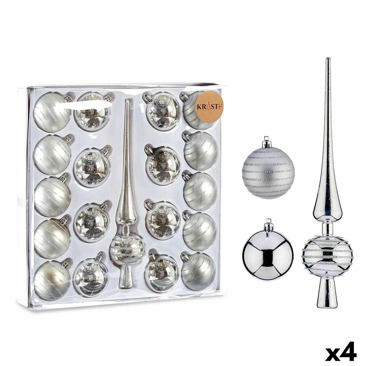 4899888721260 - Weihnachtsdekoration Set Silberfarben PVC (4 Stück) 4899888721260 - Weihnachtsdekoration Set Silberfarben PVC (4 Stück)
