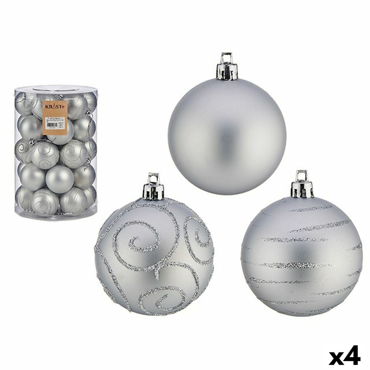 4899888721352 - Set von Weihnachtskugeln Silber PVC Ø 6 cm (4 Einheiten) 4899888721352 - Set von Weihnachtskugeln Silber PVC Ø 6 cm (4 Einheiten)