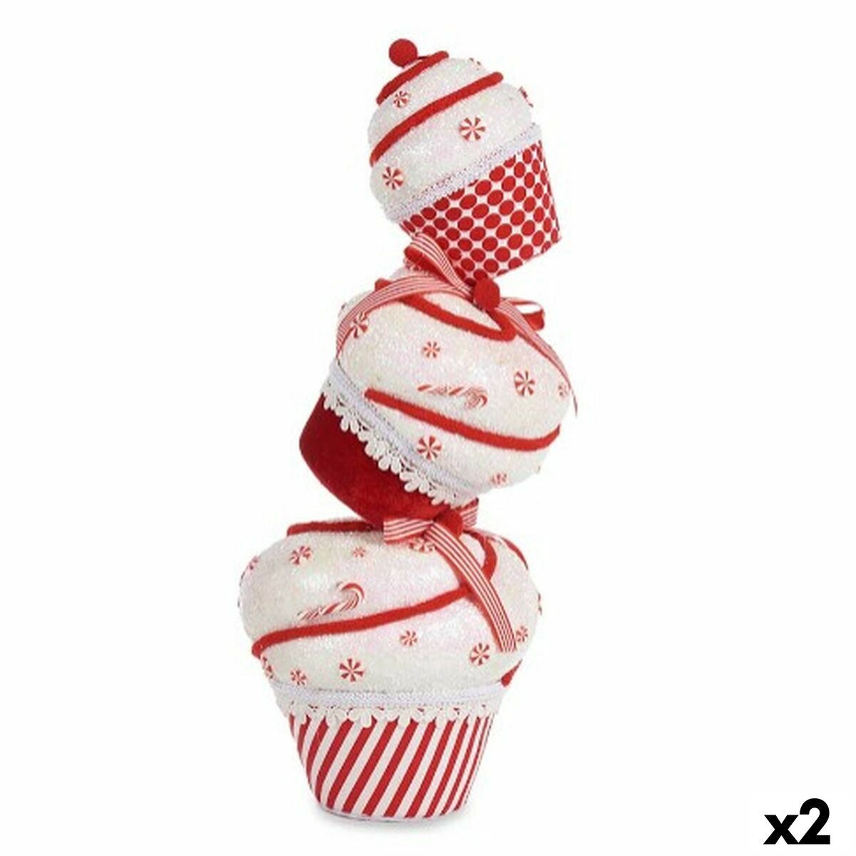 4899888721437 - Dekorative Figur Turmkuchen weiß rote Polystyrol 20 x 50 x 20 cm (2 Einheiten) 4899888721437 - Dekorative Figur Turmkuchen weiß rote Polystyrol 20 x 50 x 20 cm (2 Einheiten)