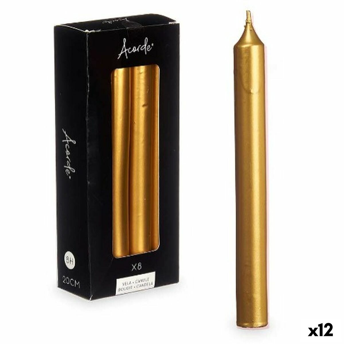 4899888721918 - Kerzen-Set 126-D-AR Gold 2 x 2 x 20 cm (12 Stück) 4899888721918 - Kerzen-Set 126-D-AR Gold 2 x 2 x 20 cm (12 Stück)