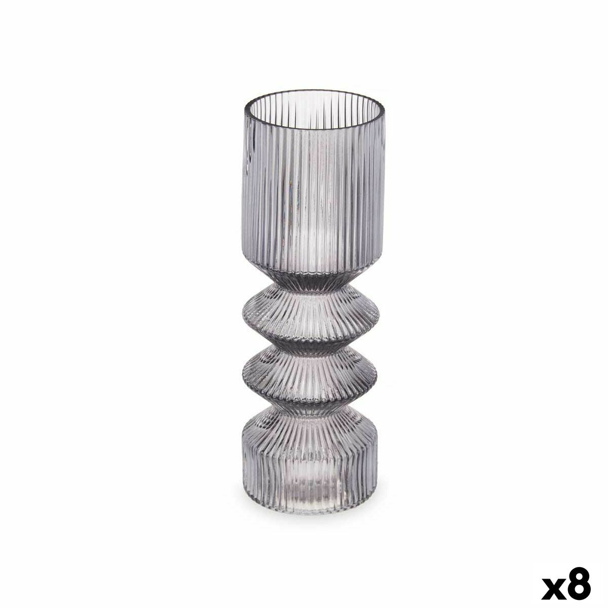 4899888722021 - Vase Streifen Grau Kristall 8 x 23 x 8 cm (8 Stück)