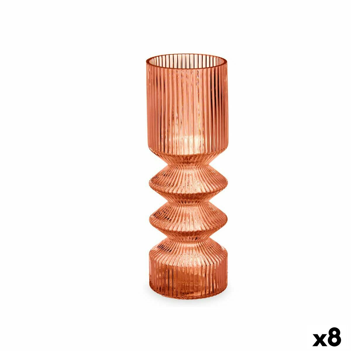 4899888722045 - Vase Streifen Orange Kristall 8 x 23 x 8 cm (8 Stück)