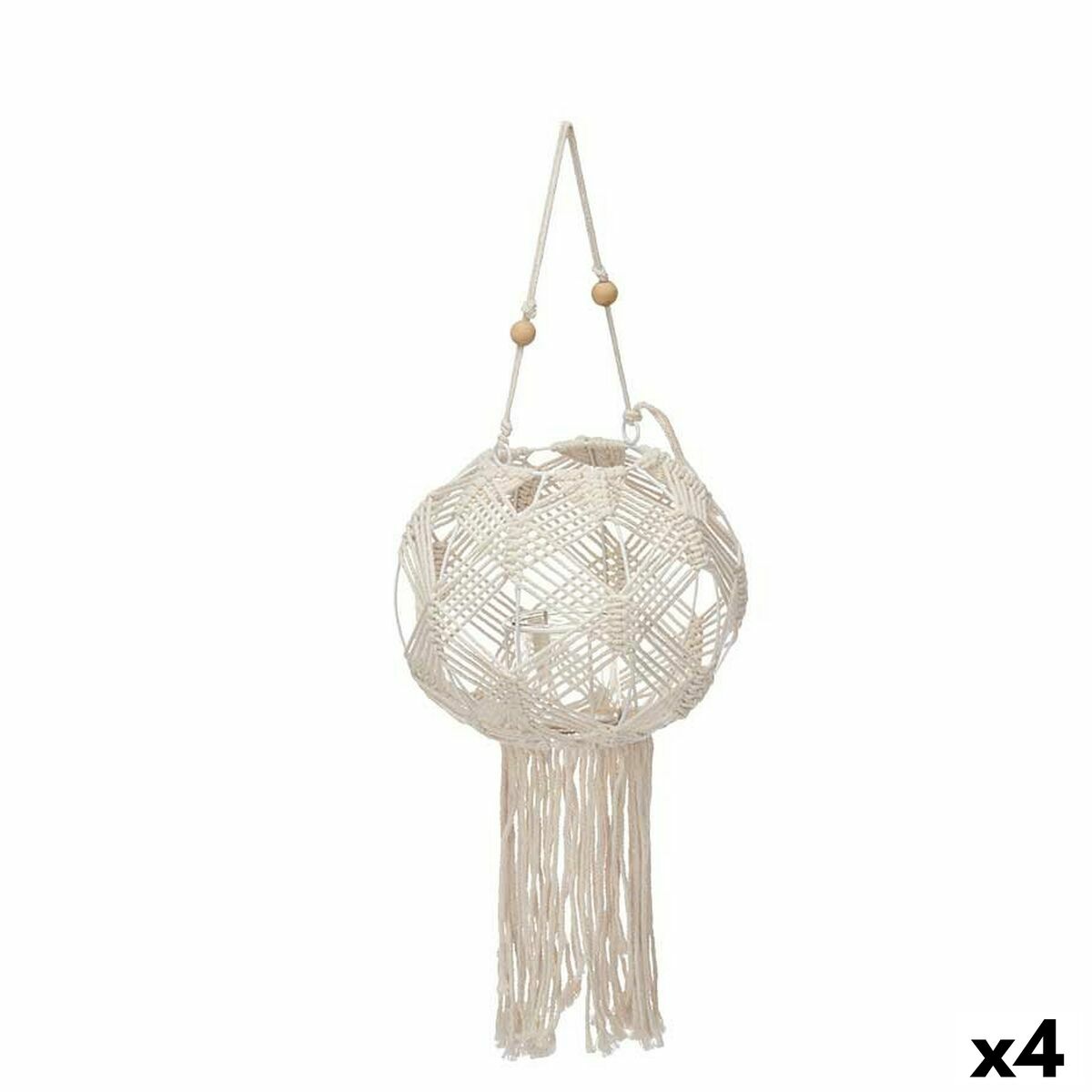 4899888723264 - Kerzenschale Makramee Weiß Baumwolle 23 x 24 x 23 cm (4 Stück)