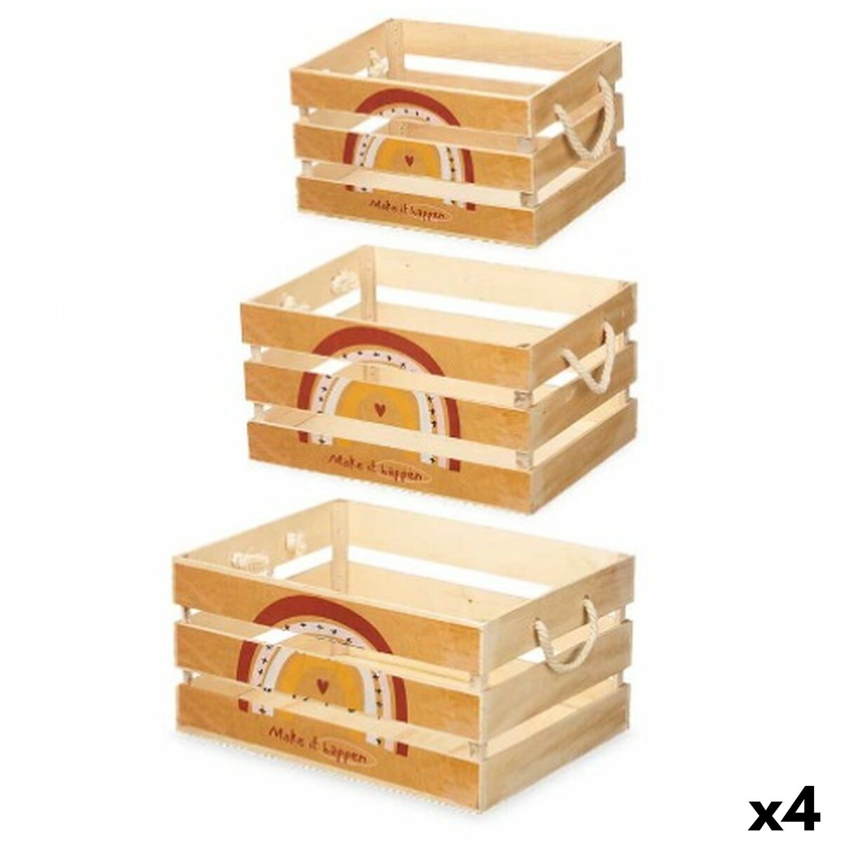 4899888723295 - Set dekorativer Karten Regenbogen 3 Stücke Braun Holz (4 Stück)