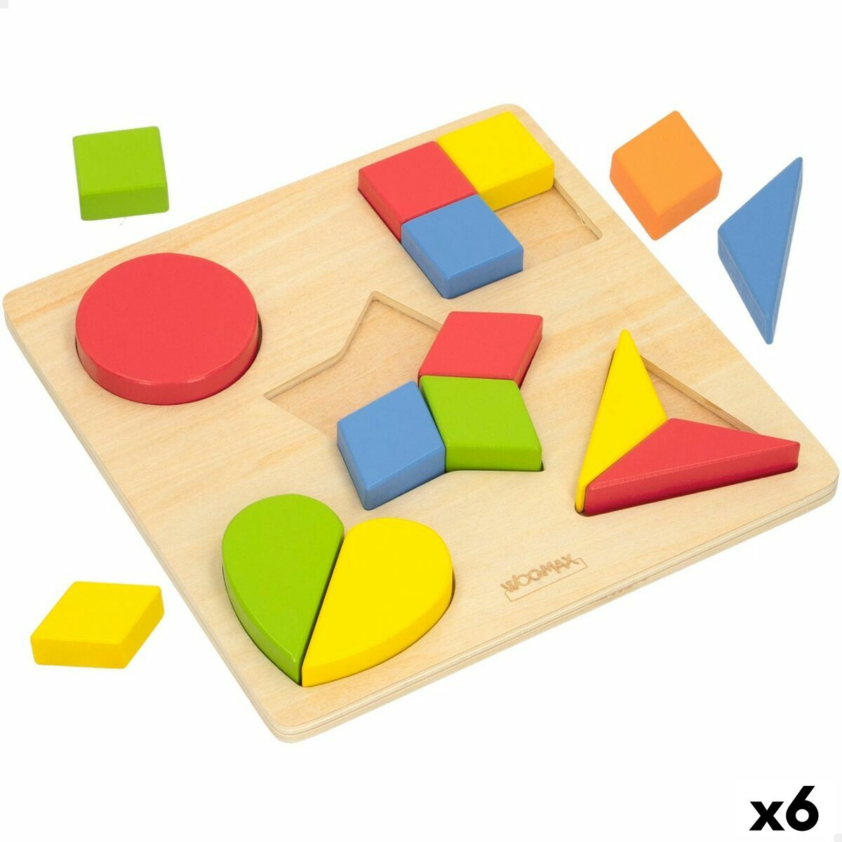 4899888729297 - Kinder Puzzle aus Holz Formen + 12 Monate 16 Stücke (6 Stück)