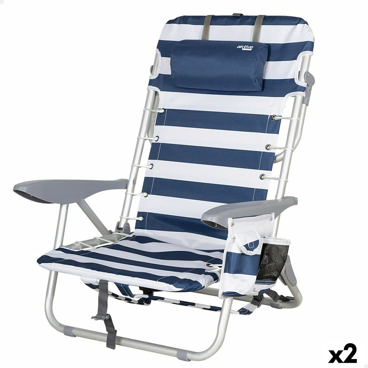 4899888734840 - Strandstuhl Blue White 50 x 76 x 45 cm (2 Einheiten)