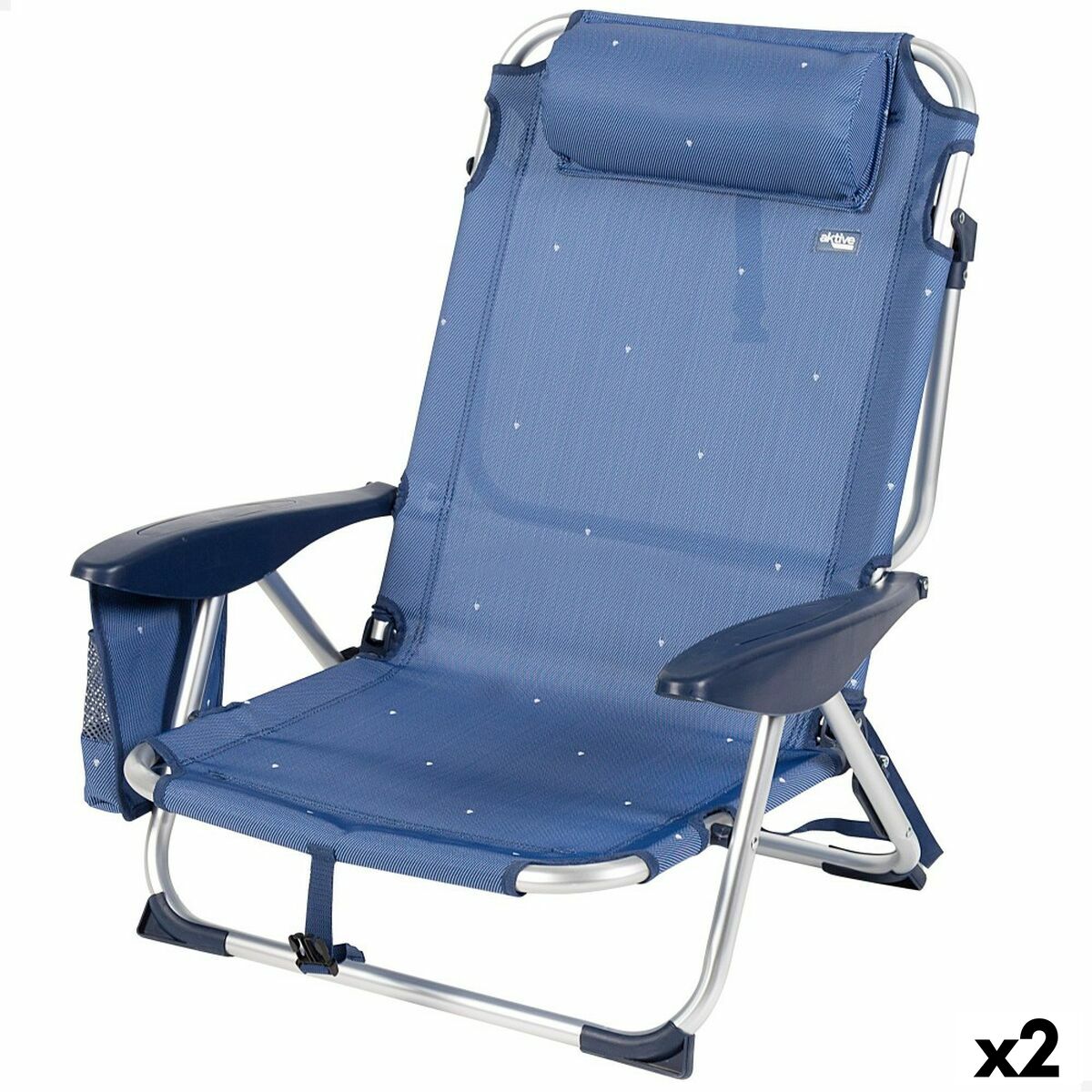 4899888734857 - Strandstuhl Faltbares Marineblau 51 x 76 x 45 cm (2 Einheiten)