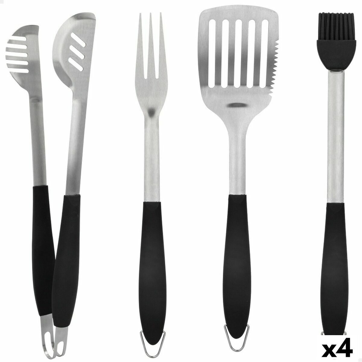 4899888734949 - Barbecue Utensils Set 4 Pieces Barbecue Stainless steel 10 x 42 x 4 cm (4 Units)