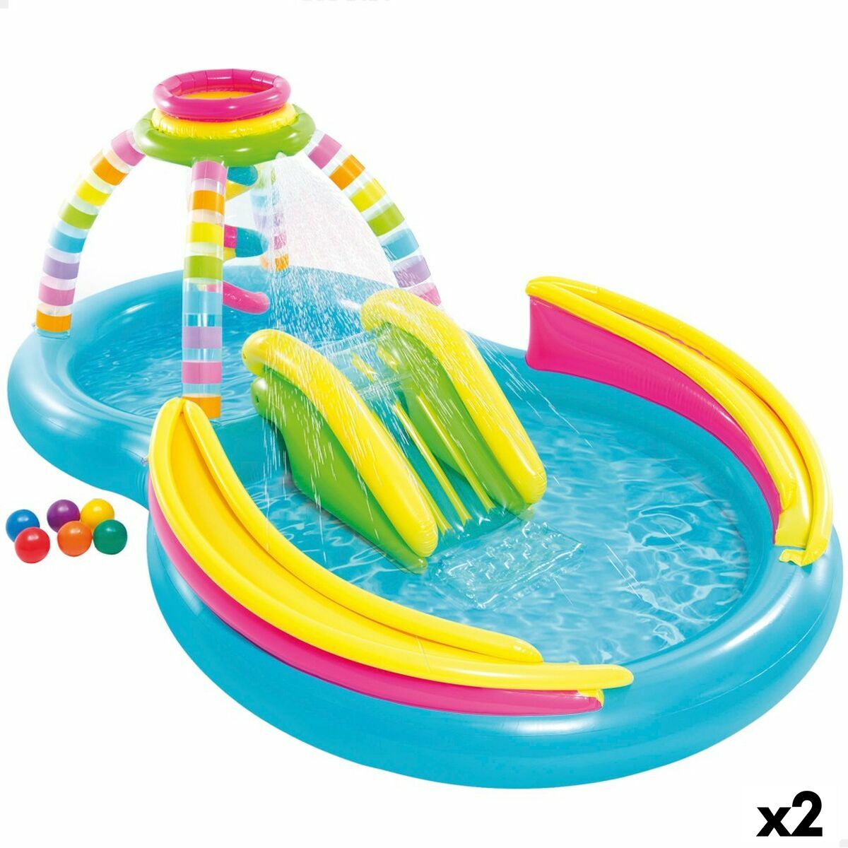 4899888735205 - Aufblasbares Planschbecken für Kinder Regenbogen 374 L 295 x 109 x 191 cm (2 Stück)